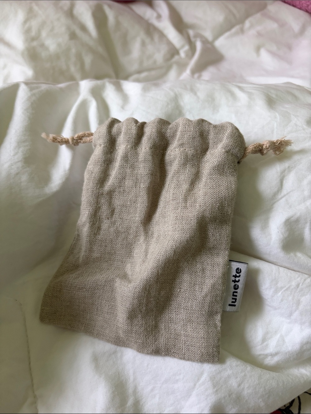 Linen Drawstring bag- Neutral Beige - Picture 2 of 2